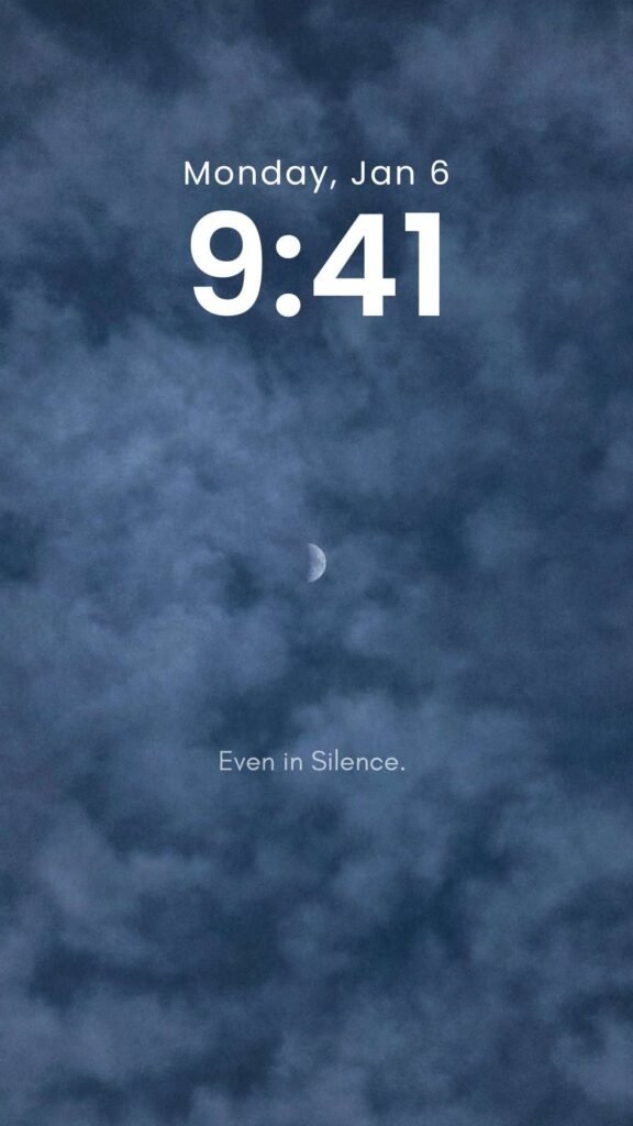 Even in Silence - Original Crescent Moon Phone Wallpaper