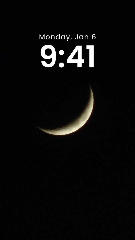 Moonlit Silence - Original Crescent Moon Phone Wallpaper