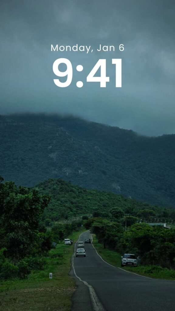 Road Into the Mist - Original Mountain Landscape Phone Wallpaper